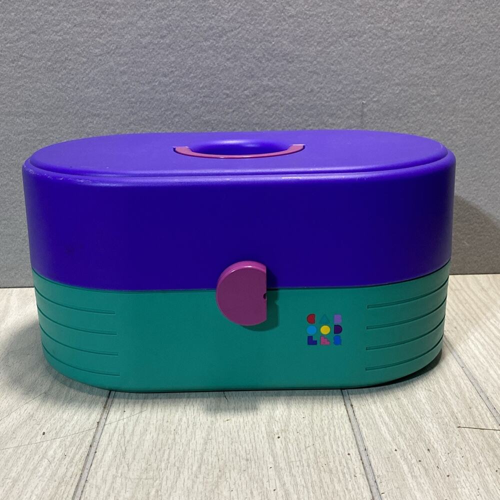 Vintage Original Caboodles 2640 Makeup Storage Carrying Case Green Purple Pink